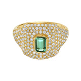 Victoire Pavé Diamond and Emerald Signet Ring