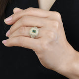 Victoire Pavé Diamond and Emerald Signet Ring