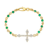 Emerald Cross Charm Bracelet