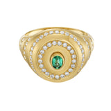 Victoire Art Deco Emerald Swirl Signet Satin Ring