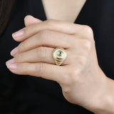 Victoire Art Deco Emerald Swirl Signet Satin Ring