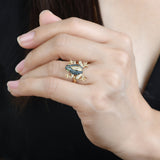 Bisou Blue Diamond Lucky Frog Ring