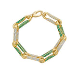 Milano Diamond And Emerald Pinched Link Bracelet