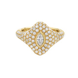 Marquise Diamond Pavé Signet Ring