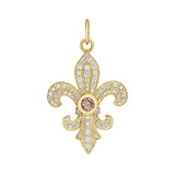 Brown Diamond Fleur De Lis Charm