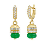 Rondelle Green Agate Bead Earrings