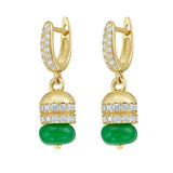 Rondelle Green Agate Bead Earrings