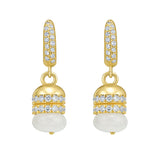Rondelle White Agate Bead Earrings