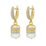 Rondelle White Agate Bead Earrings