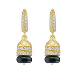 Rondelle Black Agate Bead Earrings