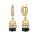 Rondelle Black Agate Bead Earrings