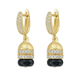 Rondelle Black Agate Bead Earrings