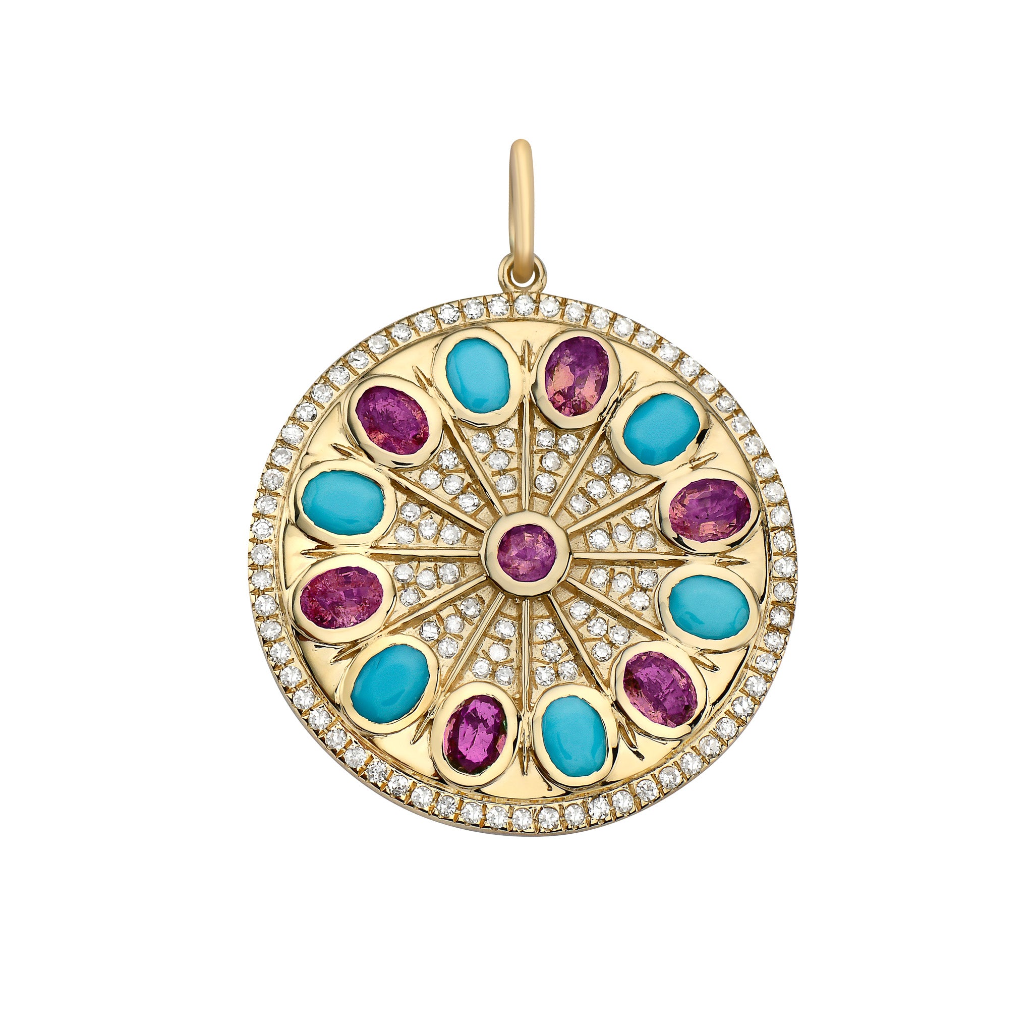 Serenity Pink Sapphire And Turquoise Amulet Charm