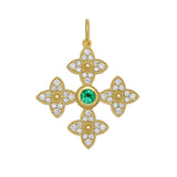 Diamond and Emerald Byzantine Cross Charm