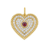 Beaded Diamond and Ruby Heart Charm