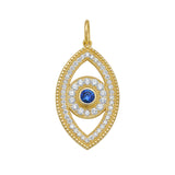 Beaded Diamond and Sapphire Evil Eye Charm