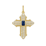 Diamond and Sapphire Cross Charm