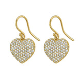 Sweetheart Puffed Diamond Heart Dangle Earrings