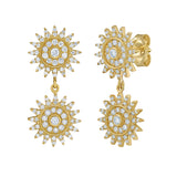 Lumière Diamond Double Sun Drop Dangle Earrings