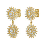 Lumière Diamond Double Sun Drop Dangle Earrings