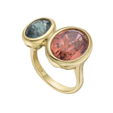 Bezel set Toi Et Moi Tourmaline Ring