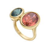 Bezel set Toi Et Moi Tourmaline Ring