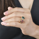 Bezel set Toi Et Moi Tourmaline Ring