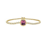 Bezel Set Pink Tourmaline and Diamond Tennis Bracelet