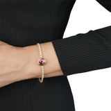 Bezel Set Pink Tourmaline and Diamond Tennis Bracelet