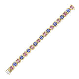 Bezel Set Tanzanite and Spinel Bracelet