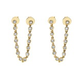 Bezel Diamond Chain Earring (Single)