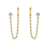 Bezel Diamond Chain Huggie Earring (Single)