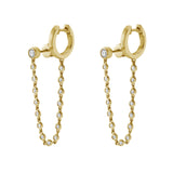 Bezel Diamond Chain Huggie Earring (Single)