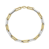 Milano Large Elongated Chunky Pinched Link Two Tone Chain