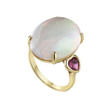 Opal and Spinel Heart Cocktail Ring