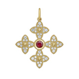 Diamond and Ruby Byzantine Cross Charm