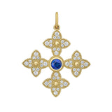 Diamond and Sapphire Byzantine Cross Charm