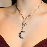 Måneskin Moon Charm & Flora Diamond Charm Trombone Necklace