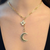 Måneskin Moon Charm & Flora Diamond Charm Trombone Necklace