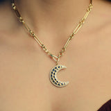 Måneskin Sapphire Moon Charm Trombone Necklace