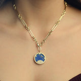 Starry Night Lapis Medallion Trombone Necklace