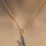 Wings of Love Sapphire Swallow Charm Rolo Necklace