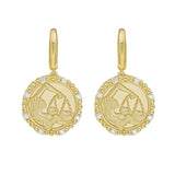 Libra Diamond Bead Zodiac Dangle Earrings