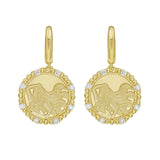 Virgo Diamond Bead Zodiac Dangle Earrings