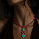 Reign Chalcedony and Pink Tourmaline Pendant