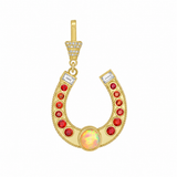Legacy Opal and Orange Sapphire Horseshoe Charm