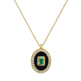 Victoire Art Deco Emerald Oval Necklace