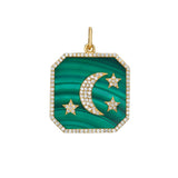 Ayla Malachite Moon & Stars Charm