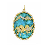 Wild Horses Turquoise Oval Medallion