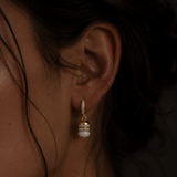 Rondelle White Agate Bead Earrings